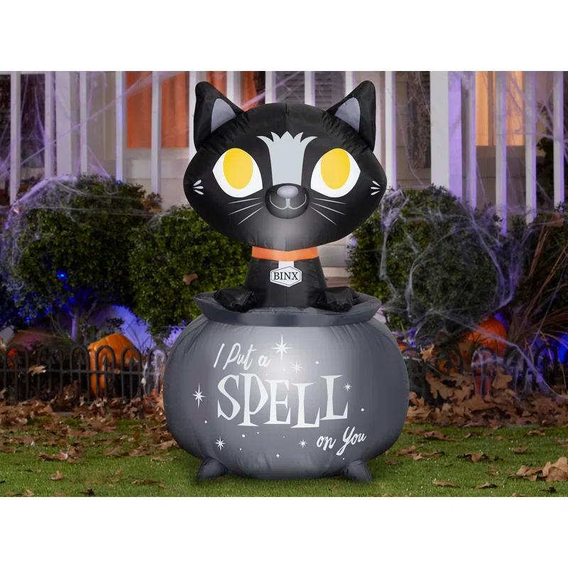 Gemmy Industries 3.5 Foot Hocus Pocus Binx in Cauldron Light Up Halloween Inflatable Lawn Decoration