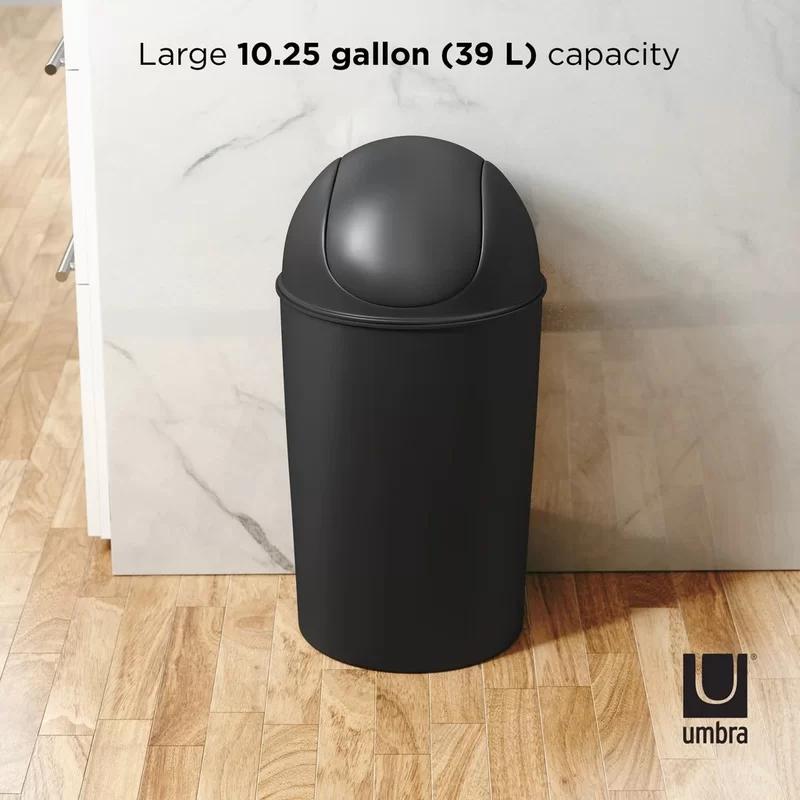 Black 10 Gallon Plastic Swing Top Kitchen Trash Can