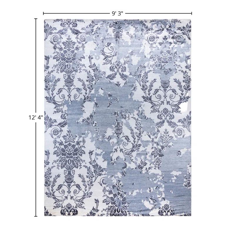 Solo Rugs One-of-a-Kind Rectangle 9'3" X 12'4" New Age Silk Area Rug Blue