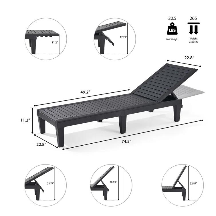 Nestl Nestl Waterproof, Lightweight, and Adjustable Outdoor Polyresin Chaise Lounge Chair Set (Set of 2)