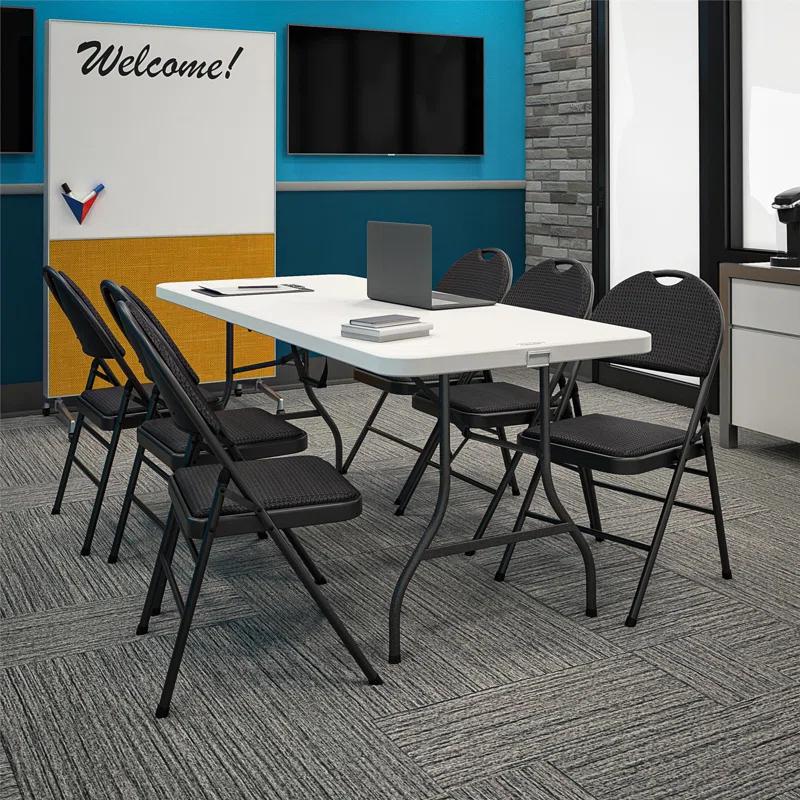 COSCO COSCO Commercial XL Comfort Fabric Padded Metal Folding Chair, Triple Braced (Set of 4)