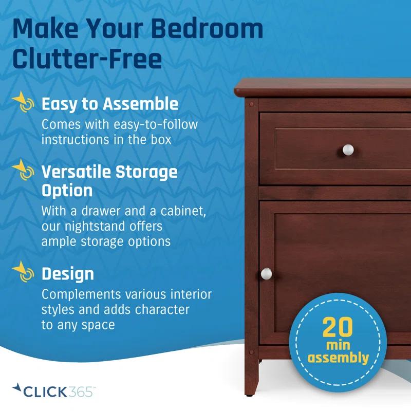 ClickDecor Alcott Side Table with Single Drawer and Storage Cabinet
