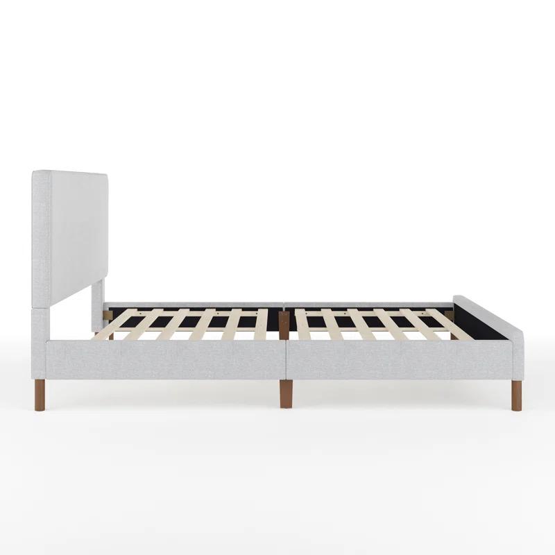 Martha Stewart Britta Upholstered Platform Bed With Piped Detail Headboard