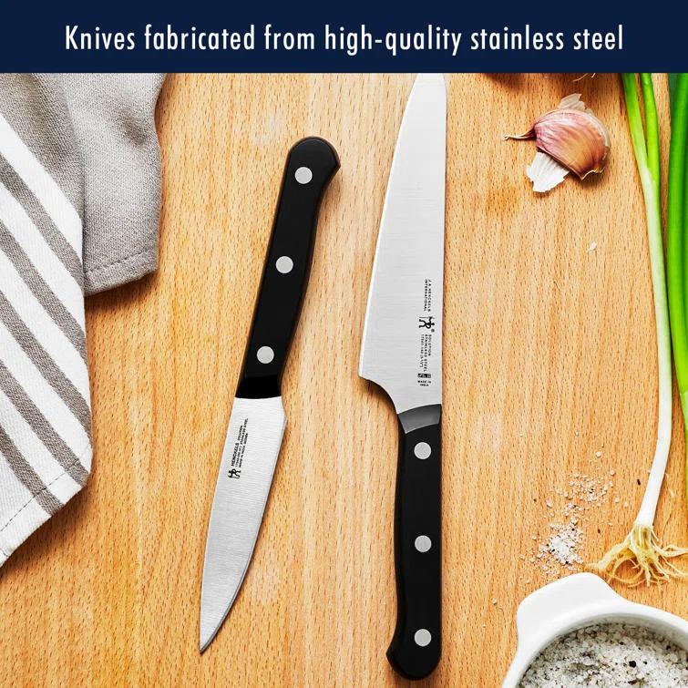 HENCKELS HENCKELS Razor-Sharp Solution 18-Piece Knife Set with Block, Chef Knife, Steak Knife, Utility Knife, Dark Brown, Stainless Steel, German Engineered Informed by 100+ Years of Mastery