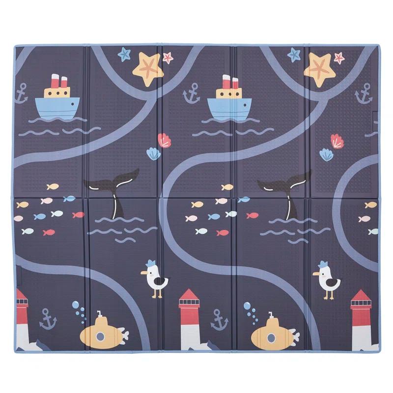 Evolur Cozycush Reversible Non-toxic Baby Kids Playmat|| Foldable Large Thick Foam Crawling Playmats For Toddlers|waterproof Portable Playmat For Babies | Yoga/picnic/game Mat|indoor/outdoor