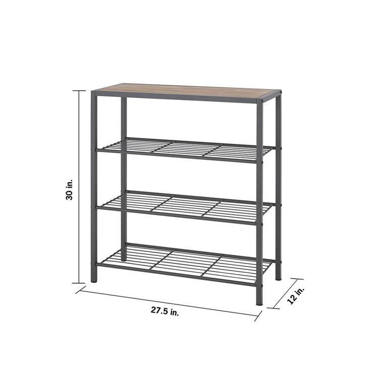Trinity TRINITY Dark Gray 4-Tier Slat Shoe Rack w/ Console Top