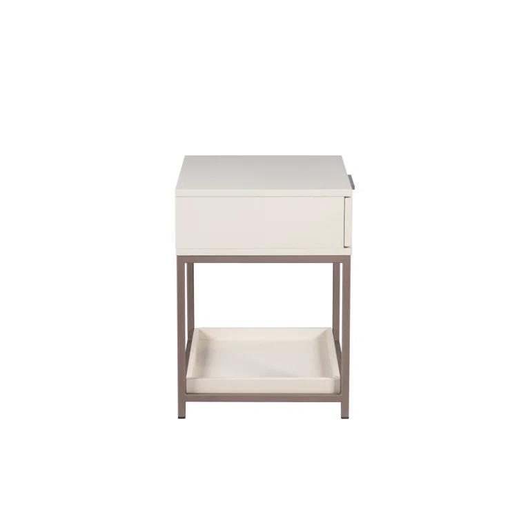 Transitional Rebel 23.5" Cream Oak Wood 1-Drawer Nightstand