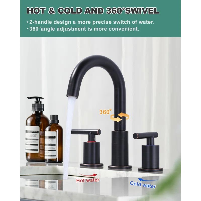 Widespread Bathroom Faucet 2-handle Bathroom Sink Faucet with Drain Assembly