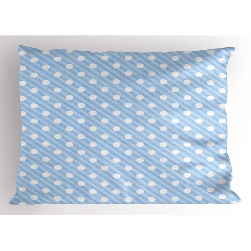 Ambesonne Ambesonne White Pillow Sham 2 Pack Retro Nostalgic Polka Dot Pale Blue