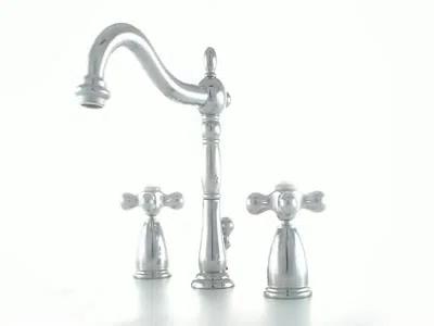 Kingston Brass Heritage Two-Handle 3-Hole Deck Mount Widespread Bathroom Faucet with Pop-Up Drain