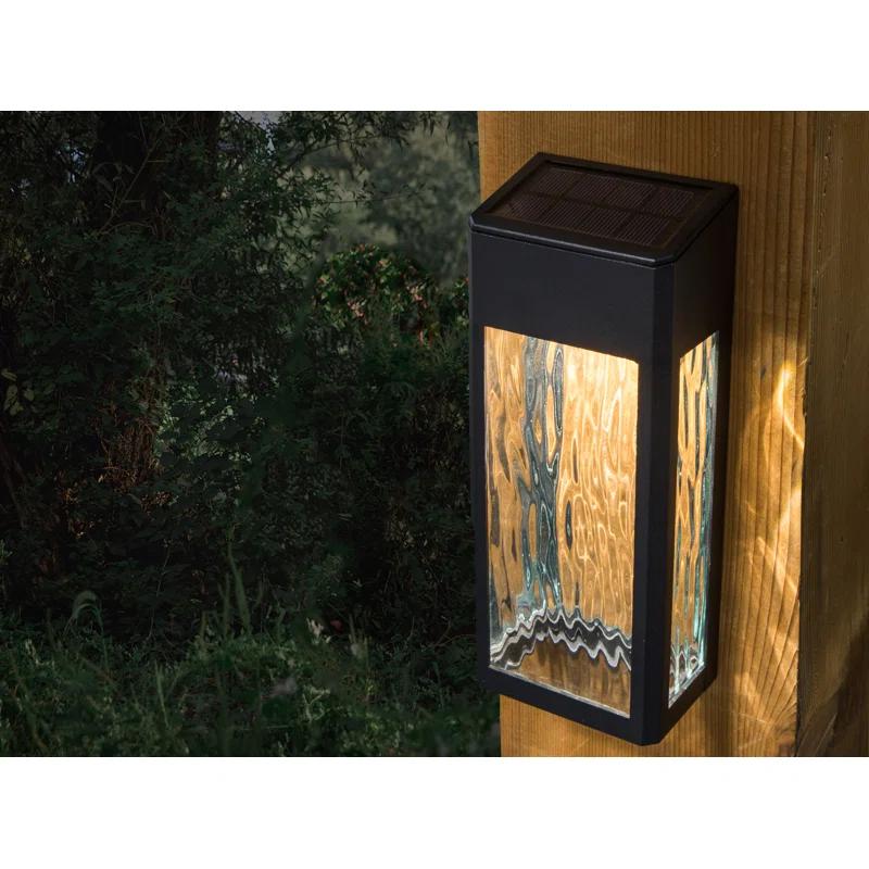 Classy Caps Black Powder Coated Aluminum Solar Powered Integrated LED Metal Deck Light (Set of 2)