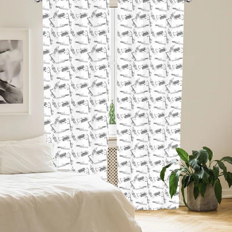 Ambesonne Semi-Sheer Rod Pocket Sliding Panel (Set of 2)