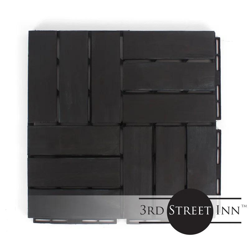 3rd Street Inn 12" x 12" Wood Interlocking Deck Tile (Set of 10)