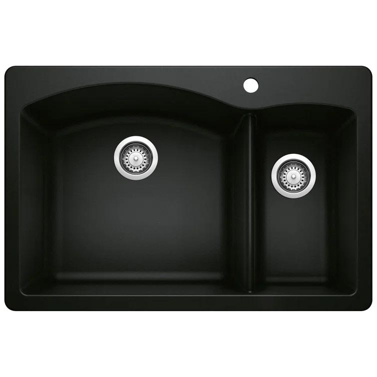 Blanco Diamond Silgranit 33" L x 22" W Double Basin Drop-In/Undermount Sink 442907