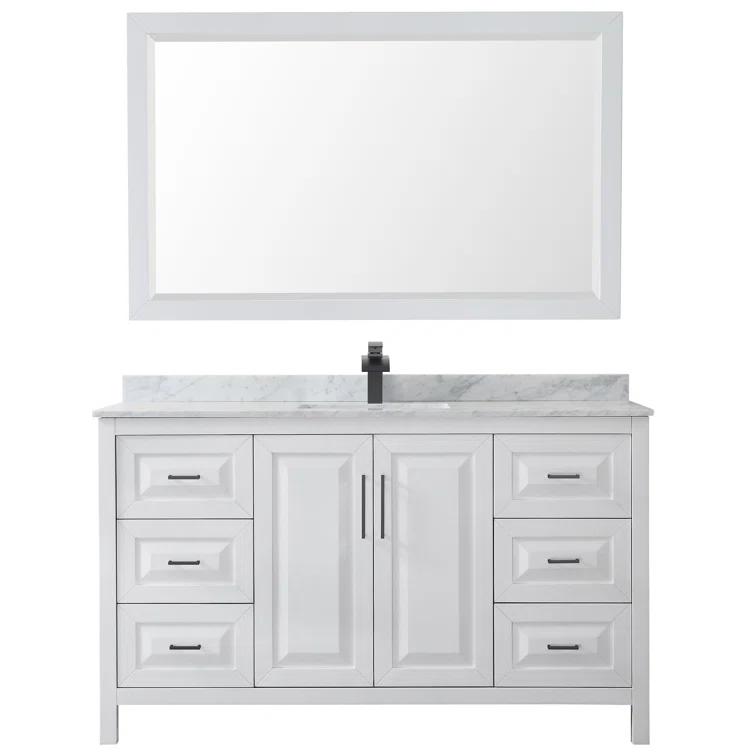 Wyndham Collection Daria 60'' Single Bathroom Vanity with Marble Top with Mirror