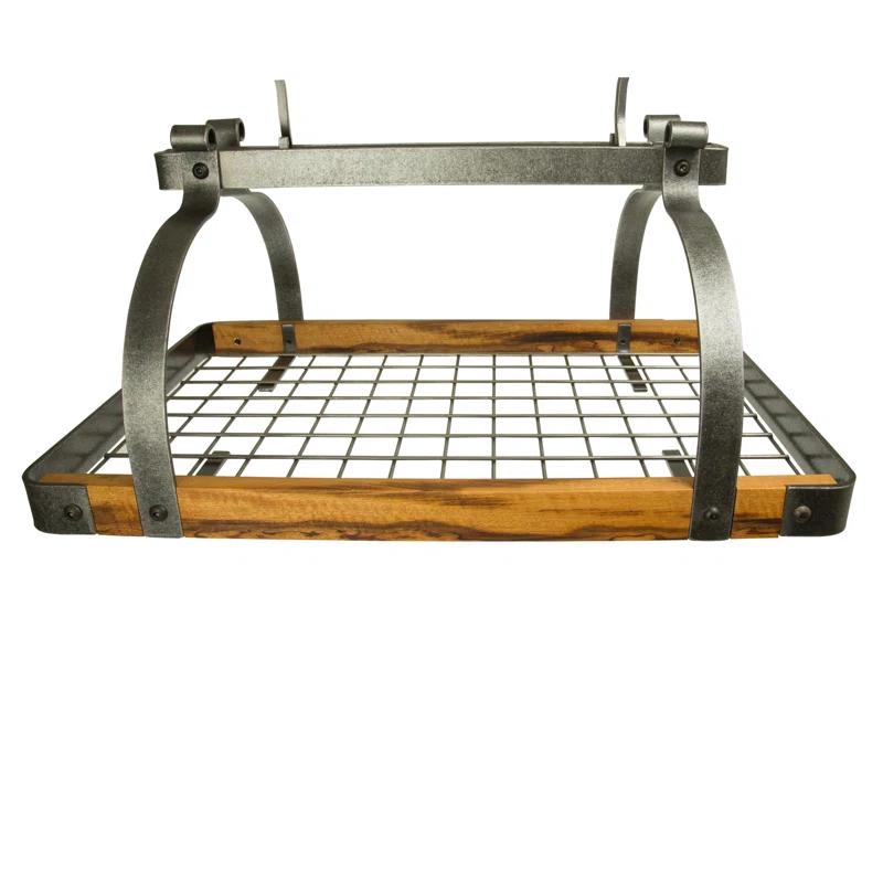 Signature 30" Rectangle Ceiling Pot Rack with Tigerwood & 24 Hooks