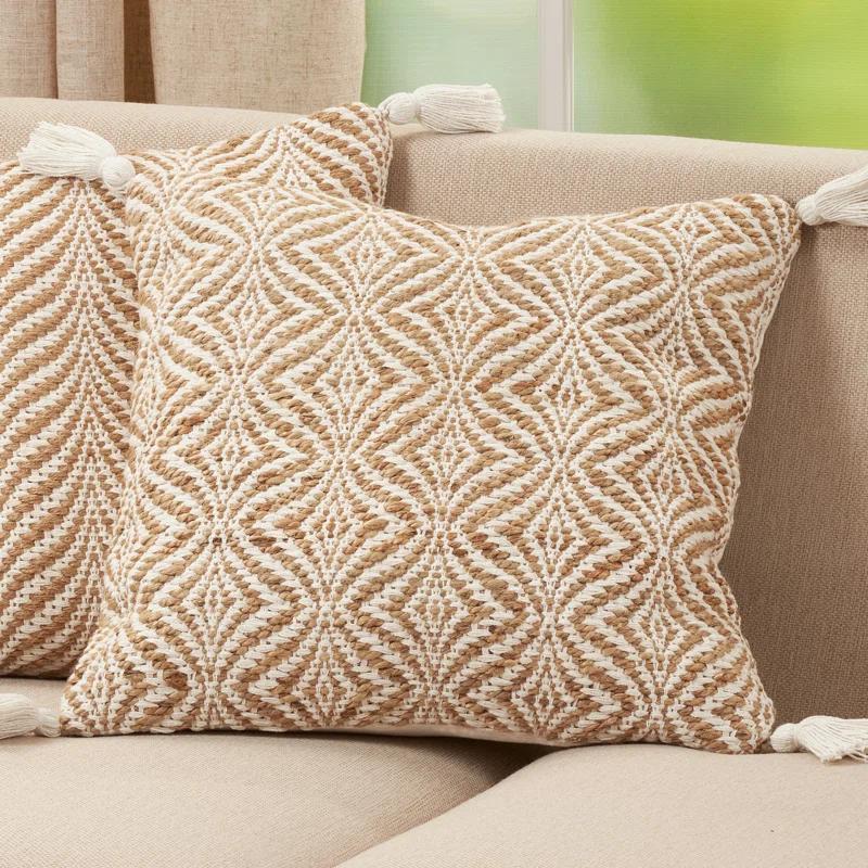 Aziza Tassels Cotton Blend Pillow Cover