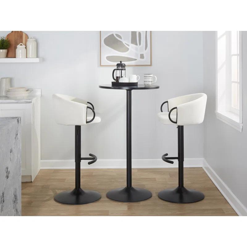 LumiSource Claire Contemporary Adjustable Barstool With Swivel In Black Metal And Black Velvet With Rounded T Footrest By Lumisource - Set Of 2 | Wayfair