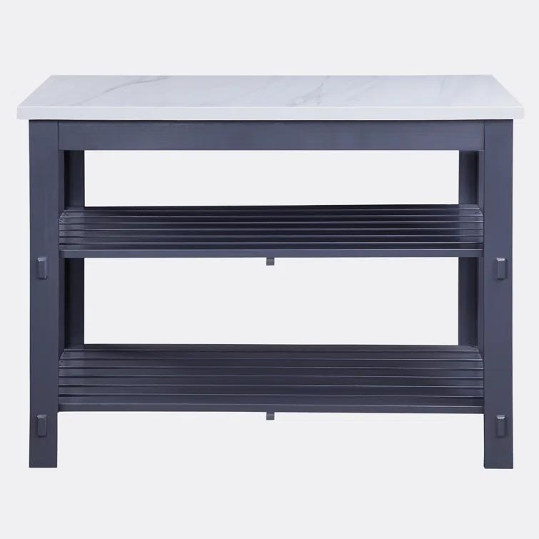 Latitude Run® Marble Top & Gray Finish Kitchen Island