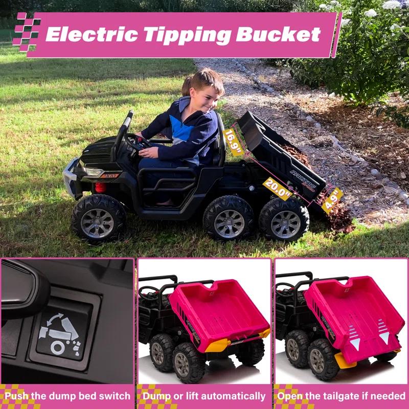 Himimi Delia Himimi 24 Voltage  Ride On Dump Truck, 2 Seater Kids UTV with Electric Dump Bed, Remote Control