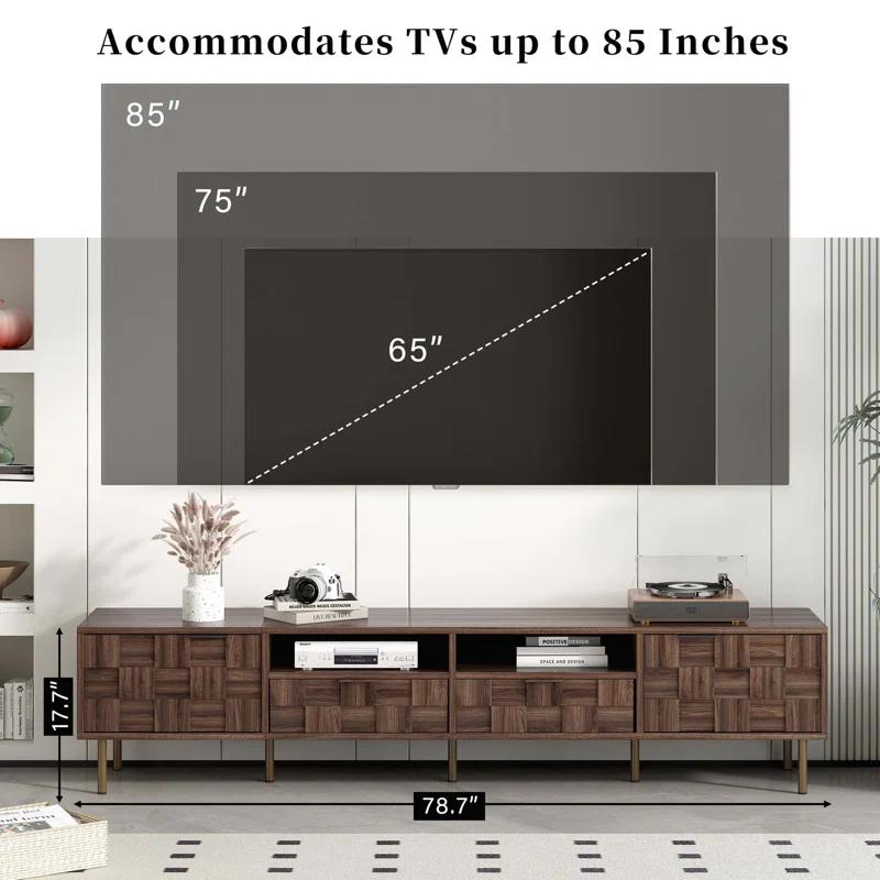 George Oliver Mid Century TV Stand with 2 Drawers, Media Console Table for TVs up to 85'', Entertainment Center with Storage for Living room, Bedroom, Home Theatre