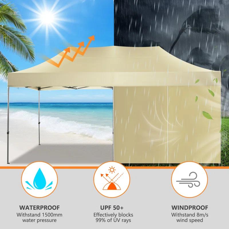 HOTEEL 10'Wx20'D Heavy Duty Pop up Canopy Tent with 6 sidewalls Easy Up Commercial Outdoor