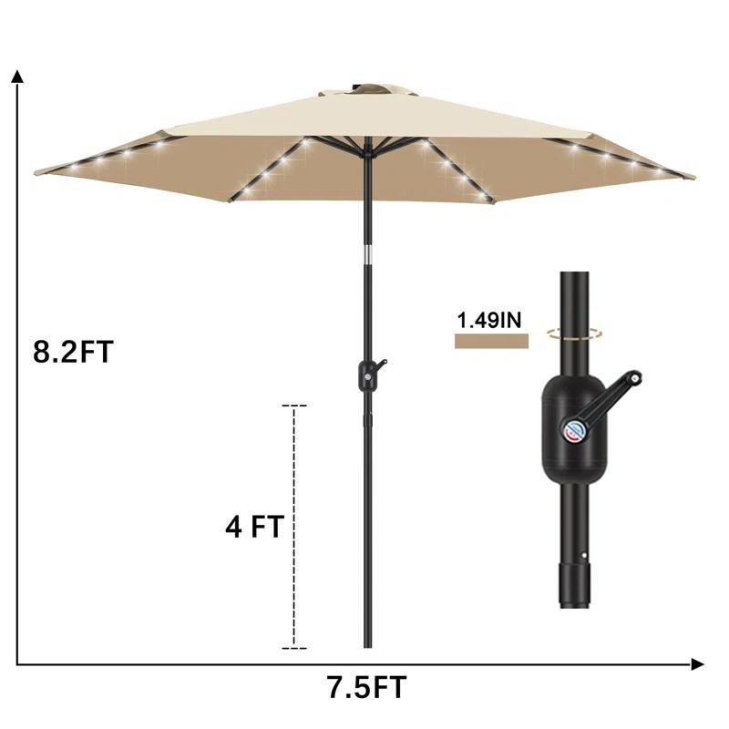 KUTIME Fruiteam 90'' Lighted Tilt Market Umbrella
