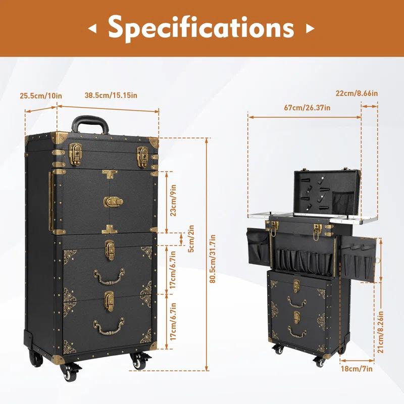 YaoTown Lockable Hairdressing Organizer Tool Box with Hair Dryer Holder