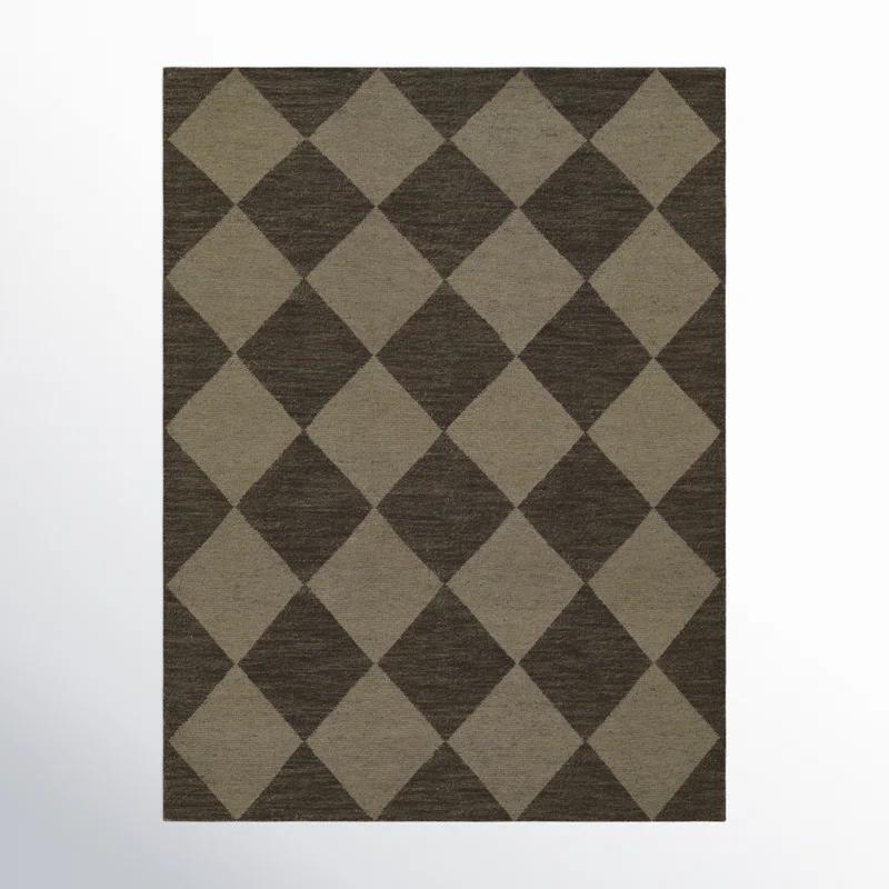 Winnie Geometric Hand-Knotted Wool Area Rug in Brown/Tan