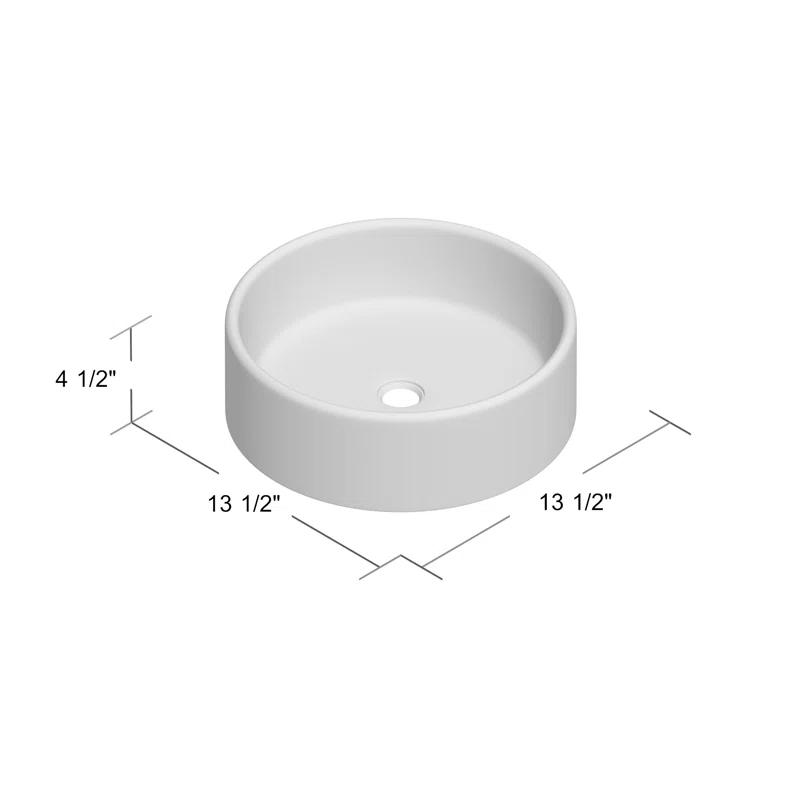 Elanti 1102 Elanti 13.63'' White Porcelain Circular Bathroom Sink