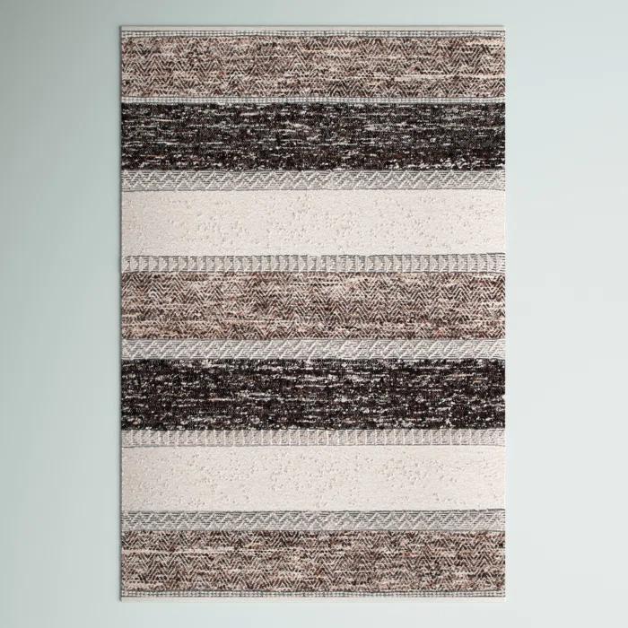 Mercury Row® Pante Macassar Southwestern Hand-Woven Cotton/Wool Brown/Ivory/Black Area Rug