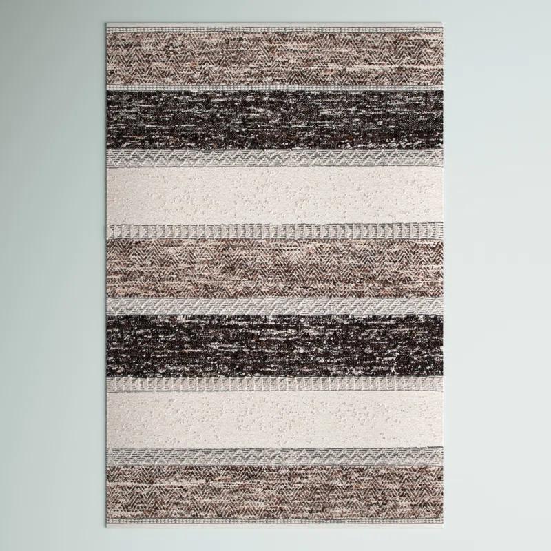 Pante Macassar Southwestern Hand-Woven Cotton/Wool Brown/Ivory/Black Area Rug