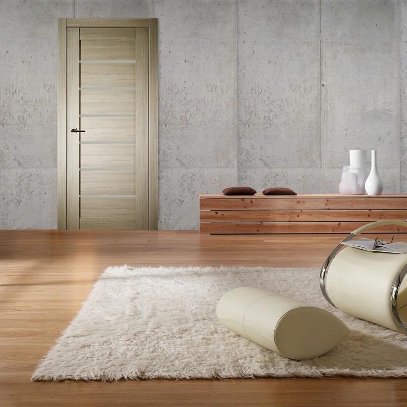 Belldinni Alba Solid Manufactured Wood and Glass Paneled Wood Finish Standard Door Slab