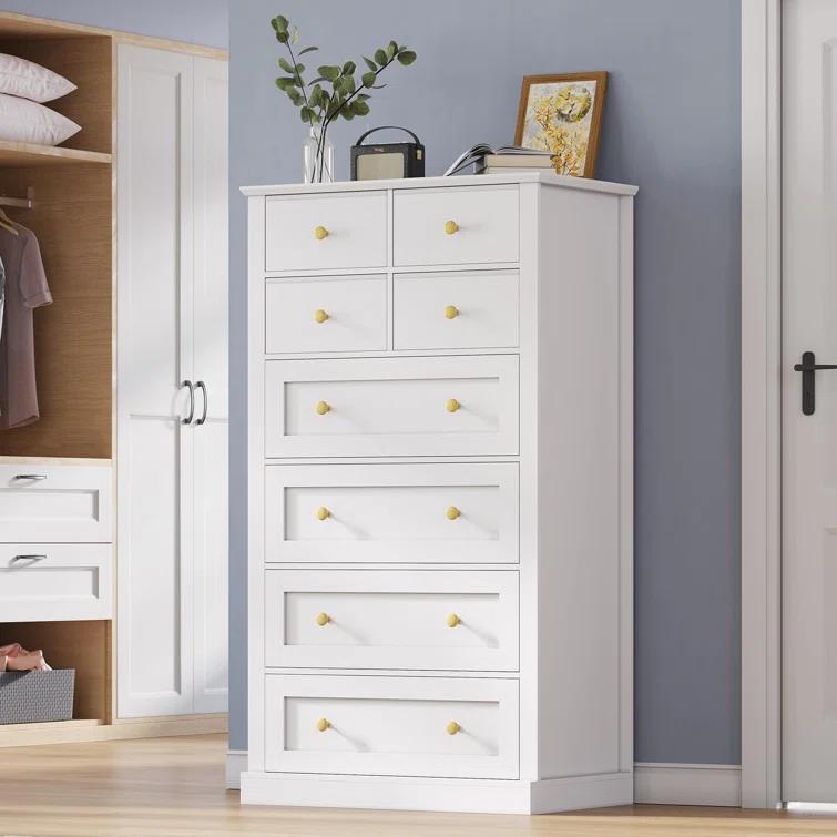 Winston Porter 8 Drawers Tall Dresser For Bedroom, Tall Dressers And Chest Of Drawers, Vertical Chest Of Drawers Dresser For Bedroom