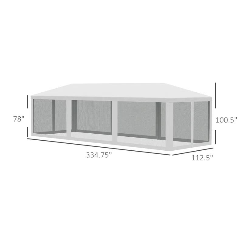 Tryimagine Outsunny 10' X 28' Party Tent Canopy, Outdoor Event Shelter Gazebo With 8 Removable Mesh Sidewalls, Zipper Doors, Steel Frame