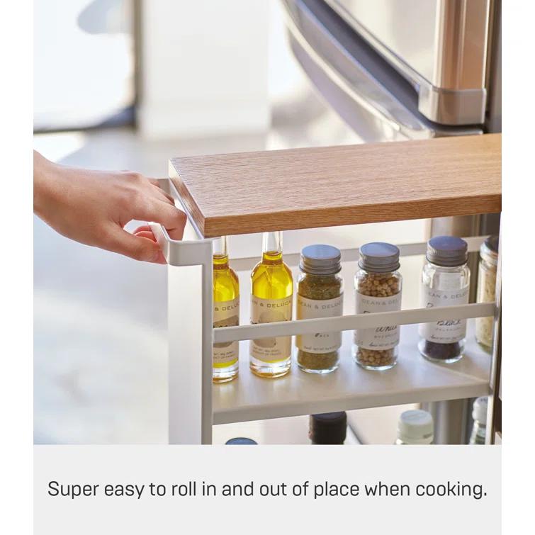 Yamazaki Tower White Rolling Slim Storage Cart With Handle
