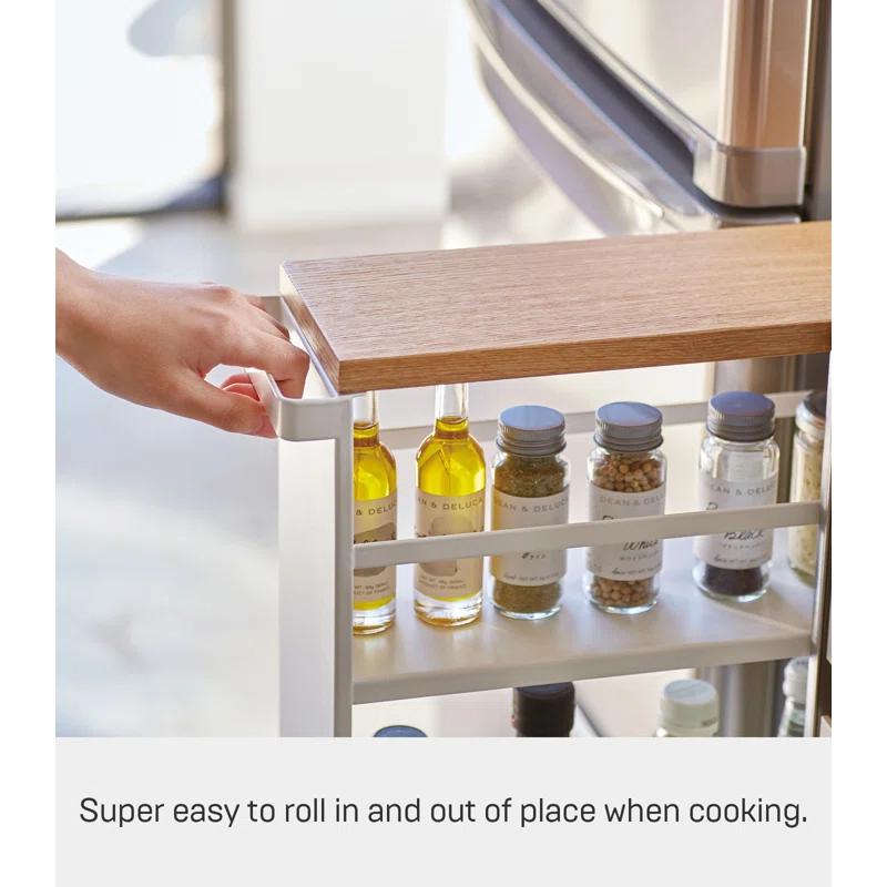 Yamazaki Tower White Rolling Slim Storage Cart With Handle