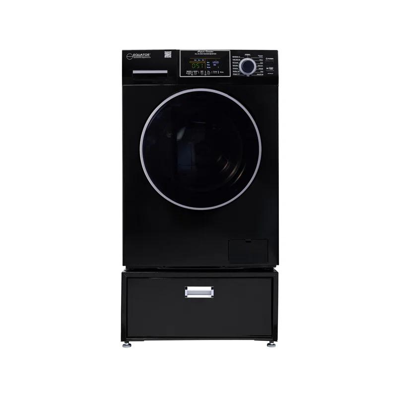 Equator Advanced Appliances All-in-one Washer Dryer Ventless FULLY BUILTIN 0-CLEARANCE 1.62cf/15lbs 110V 1400RPM with Pedestal EZ 4700 C + PDL 4455 Black