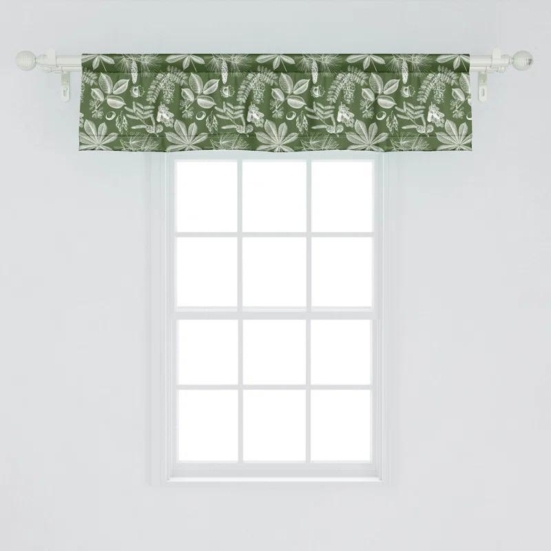 Ambesonne Ambesonne Botanical Valance Pack of 2 Vintage Nature Leaves Olive Green and White