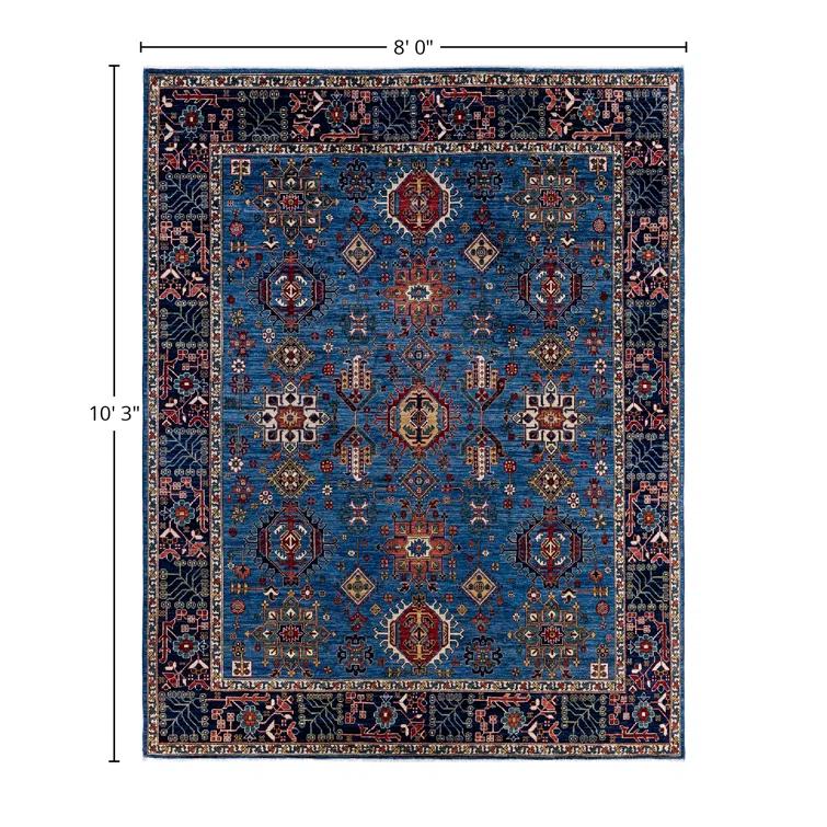Solo Rugs One-of-a-Kind Rectangle 8' X 10'3" Wool Area Rug Light Blue/Red/Brown/Navy
