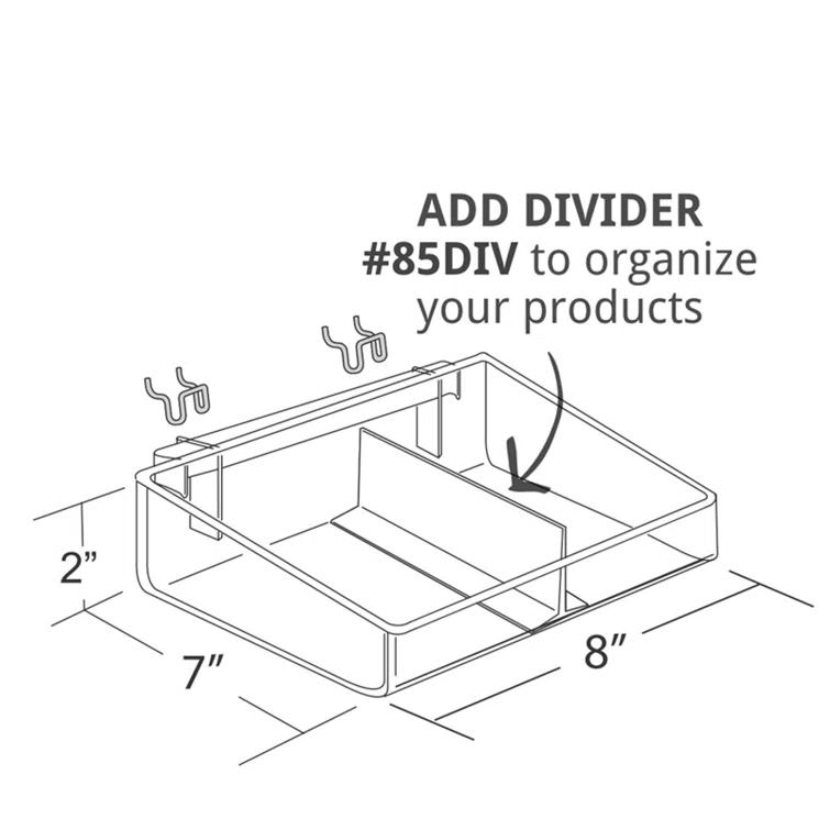 Azar Displays 12" W Open Tray for Pegboard or Slatwall, 2-Pack (Set of 2)