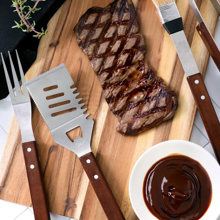 Gibson Home Gibson Home Barbecue Basics 5 Piece Stainless Steel BBQ Tool Set with Wood Handles