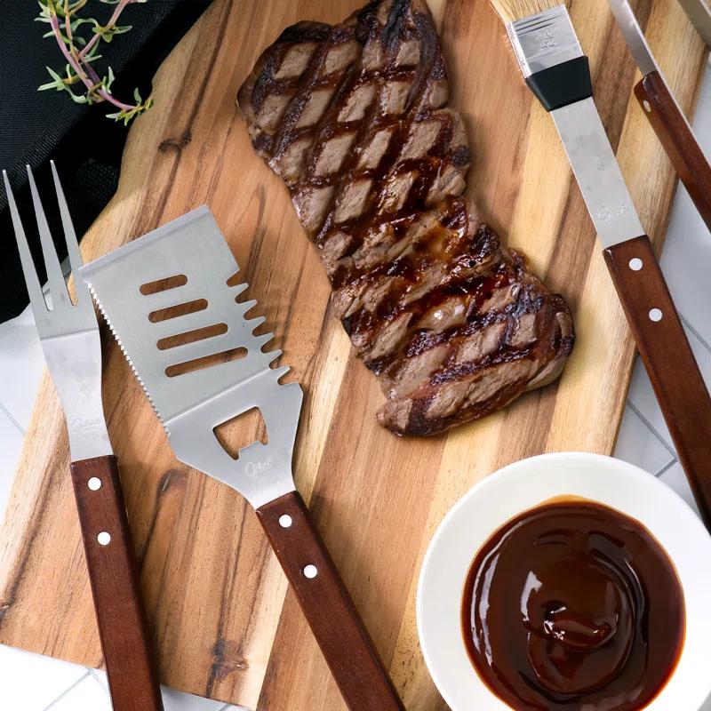 Gibson Home Gibson Home Barbecue Basics 5 Piece Stainless Steel BBQ Tool Set with Wood Handles