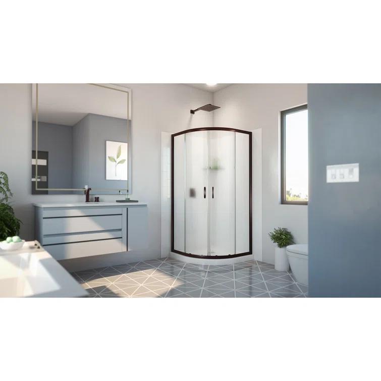 DreamLine Dreamline Prime 33 In. X 33 In. X 78 3/4 In. H Shower Enclosure, Base, And White Wall Kit In Chrome And Frosted Glass E2703333XFQ0006