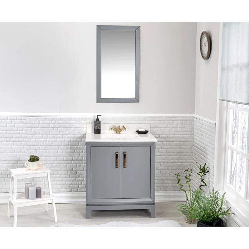 Adorn Vanity Fabia 30'' Free-standing Single Bathroom Vanity with Quartz Vanity Top & Mirror