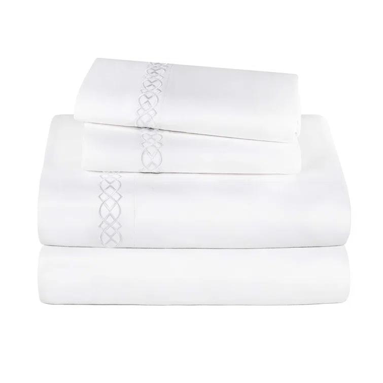 Superior Infinity Scroll Embroidered Certified Egyptian Cotton 1000 Thread Count Bed Sheet Set