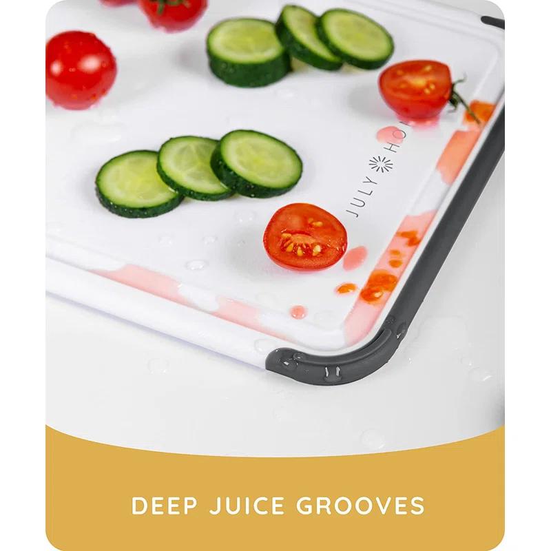 Cutting Boards For Kitchen - Plastic Cutting Board Set Of 3, Dishwasher Safe Cutting Boards With Juice Grooves, Thick Chopping Boards For Meat, Veggies, Fruits, Easy Grip Handle, Non-slip (black)