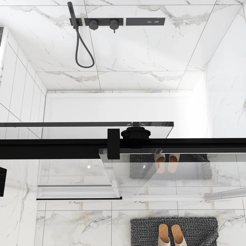 72'' - W x 76'' H Door Frameless Shower Door with Clear Glass
