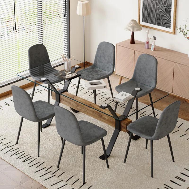 Ivy Bronx 7-Piece Glass Top Dining Table Sets | Wayfair
