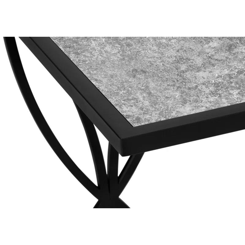 Latitude Run® Accent Table, C-shaped, End, Side, Snack, Living Room, Bedroom, Metal, Laminate, Grey, Black